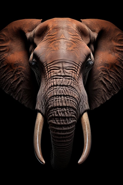 Foto di elefante su sfondo nero