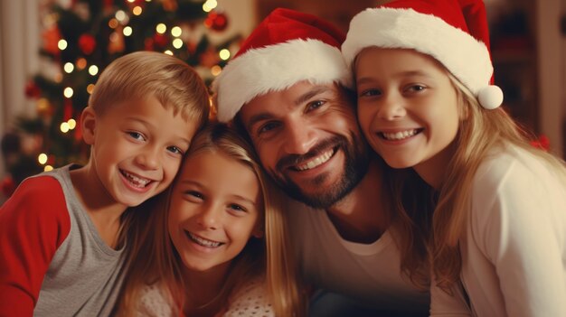 foto di famiglia di Natale, nuovo anno, IA generativa