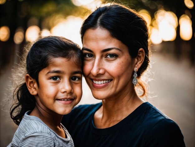 foto di famiglia felice madre e figlia AI generativa