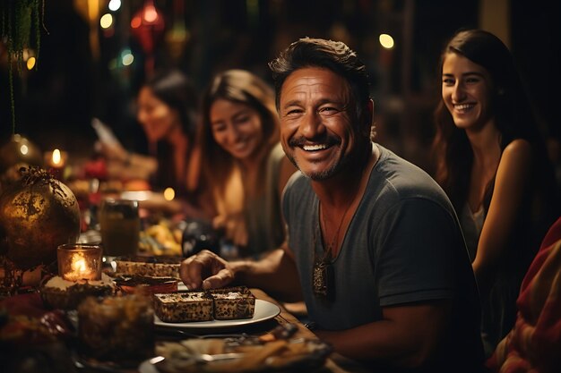 Foto di famiglie colombiane che si scambiano regali la vigilia di Natale riunite Festive Colombia Vibrant