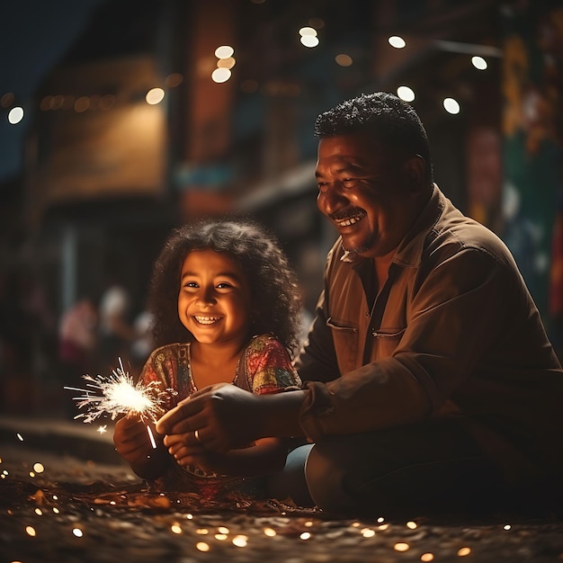 Foto di famiglie colombiane impegnate nella tradizione di accendere fuochi di fuoco Festive Colombia Vibrant