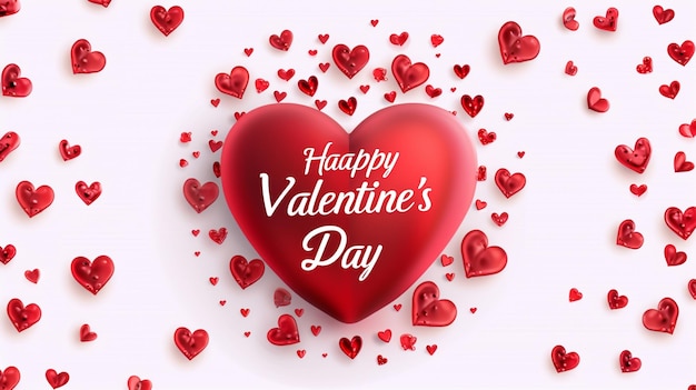 Foto di Felice Giorno di San Valentino Cartella con cuori Felice Giornata di San Valentine carta da parati generata da AI