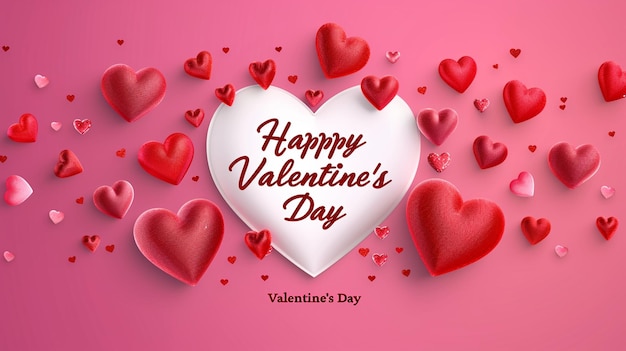 Foto di Felice Giorno di San Valentino Cartella con cuori Felice Giornata di San Valentine carta da parati generata da AI