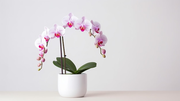 Foto di fiore di orchidea in vaso isolato su sfondo bianco