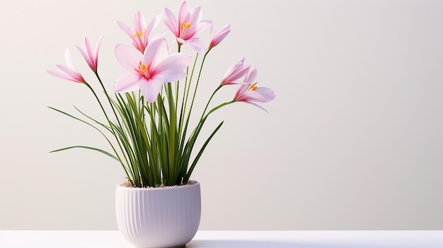 Foto di fiore di Zephyranthes in vaso isolato su sfondo bianco