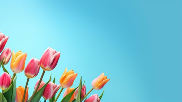 Foto di fiori di tulipano su sfondo blu