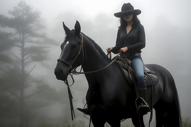 Foto di Foggy a cavallo in montagna