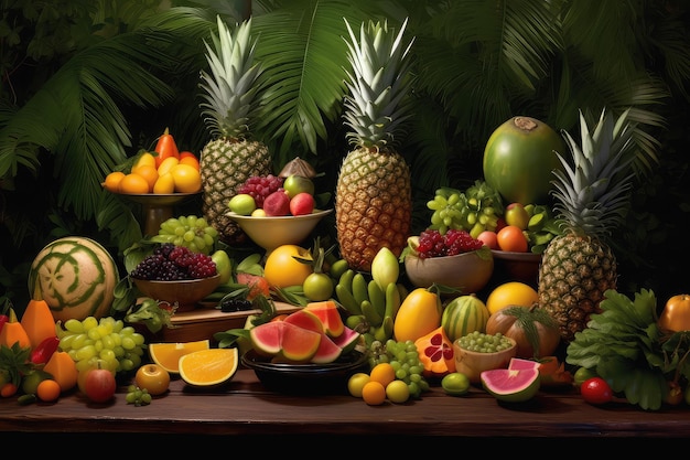 Foto di frutta tropicale illustrazione realistica ai generativa