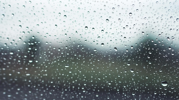 Foto di gocce d'acqua piovana sul paesaggio della finestra di vetro