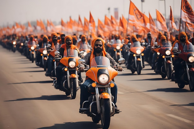 Foto di gruppi di motociclisti patriottici che celebrano la Giornata della Repubblica dell'India