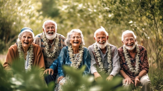 Foto di gruppo della casa di riposo per anziani