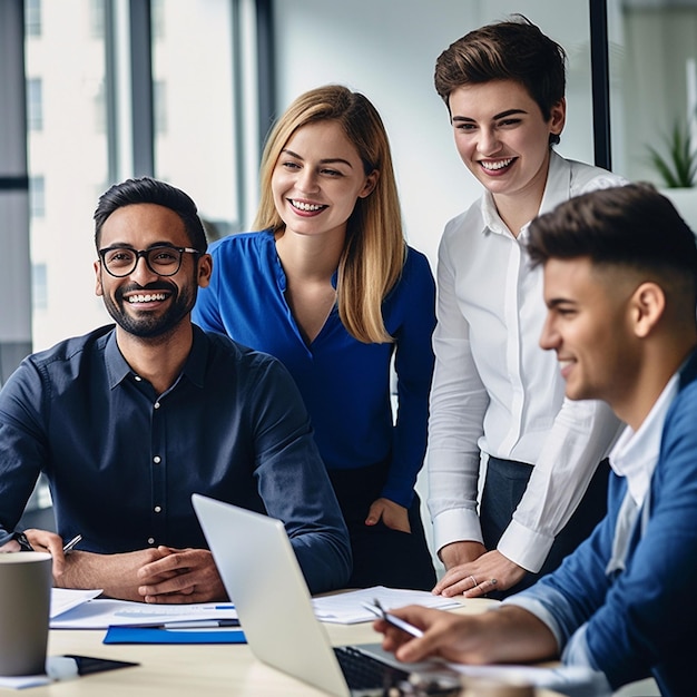 foto di gruppo di persone che elaborano un business plan in un ufficio