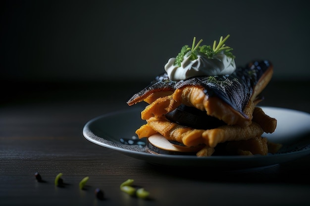 Foto di hamburger con patatine fritte IA generativa