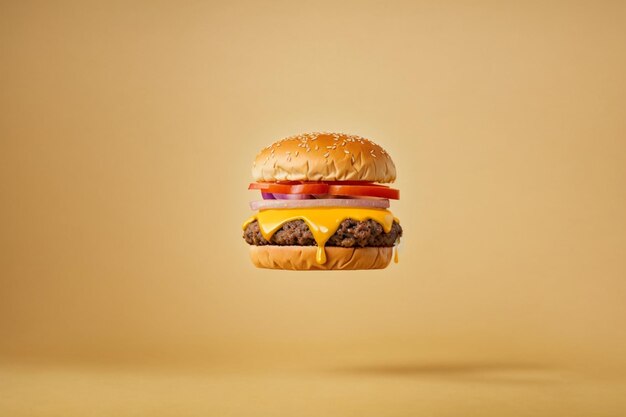 foto di hamburger su sfondo giallo