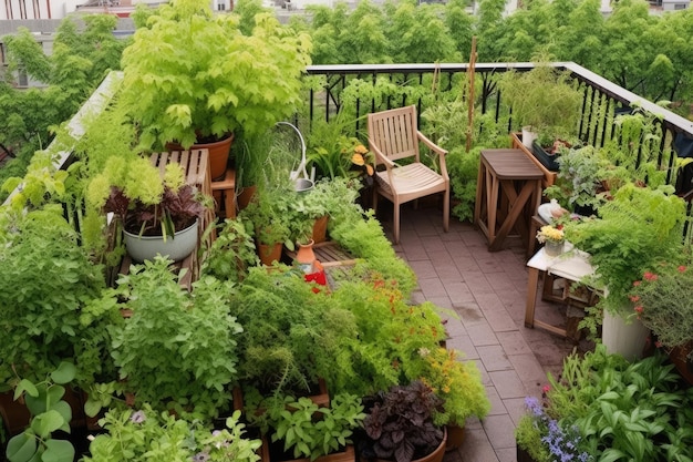 foto di idee per ispirare il design di un giardino con terrazza sul tetto