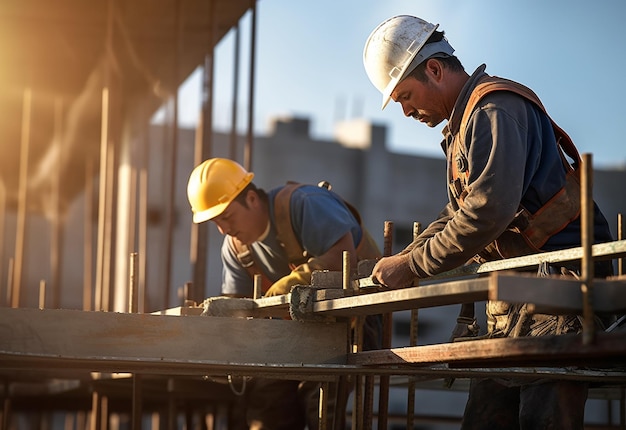 Foto di ingegneri e lavoratori del cantiere