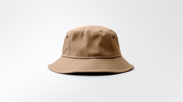 Foto di Khaki Bucket Hat isolato su sfondo bianco