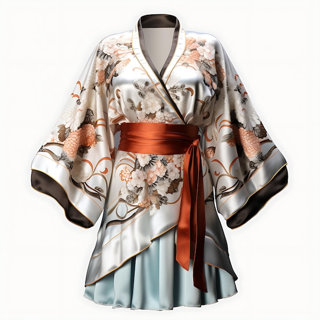 Foto di Kimono di seta per donne Loose Fitting creato con lussuoso S Front View Clean BG Isolato