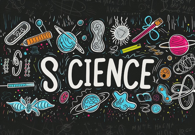 Foto di lettera scientifica effetto testo web banner text design con background educativo