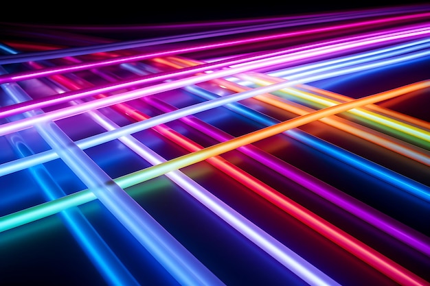 Foto di linee al neon luminose che creano un modello astratto