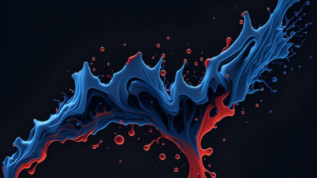 Foto di liquido blu e rosso che vortica su uno sfondo nero