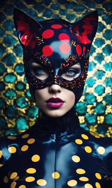 Foto di moda di una bella donna con una maschera di carnevale ai generative ai generative