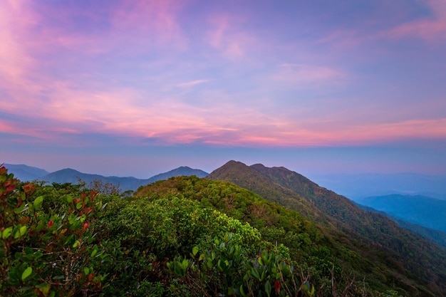 Foto di montagna Sole mattutino Thailandia Vista sulla cima della collina con splendidi tramonti Nakhon