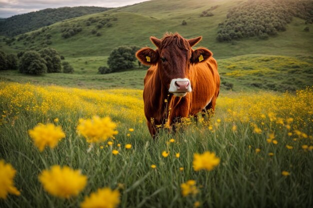 foto di mucca in fattoria