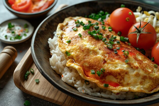 foto di omelette di Omurice con riso