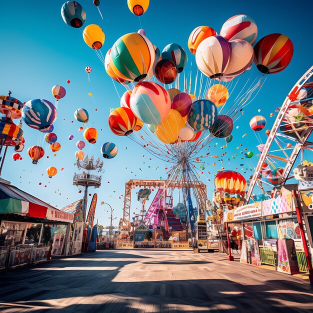 Foto di palloncini foil colorati e diversi riempiti di elio