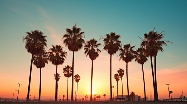 Foto di palme su una spiaggia di Venezia in California