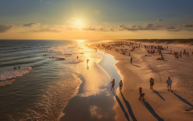 Foto di persone sulla spiaggia che si godono le vacanze estive