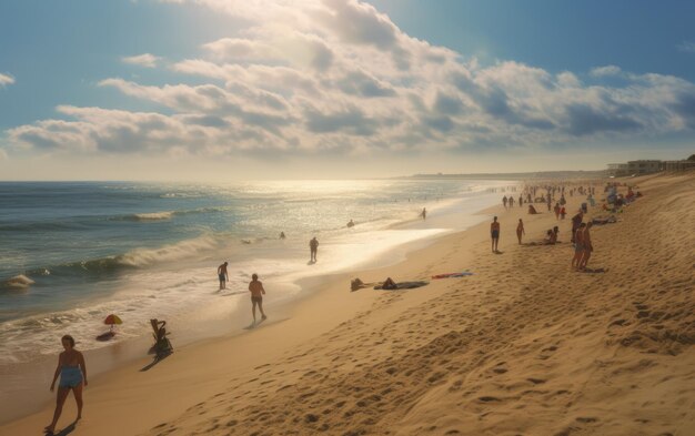 Foto di persone sulla spiaggia che si godono le vacanze estive