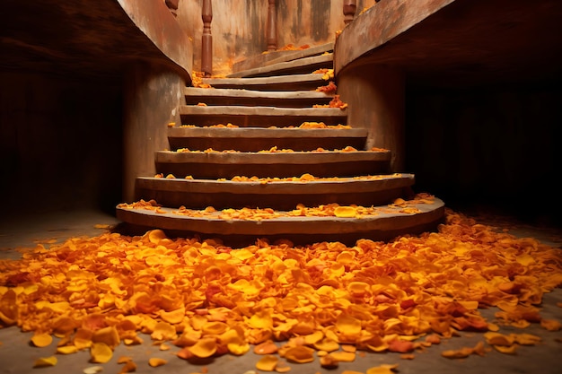 Foto di petali di marigold disposti in spirale