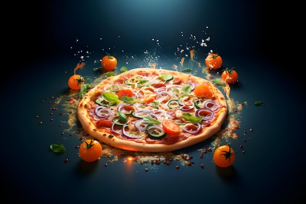 Foto di pizza con minimalismo di pomodoro Alta qualità