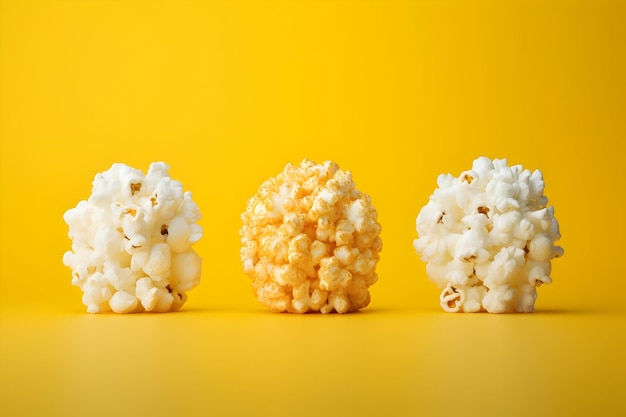 Foto di popcorn su sfondo giallo minimalismo di alta qualità