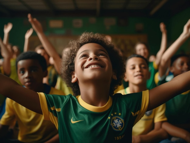 foto di posa dinamica emotiva Bambino brasiliano a scuola