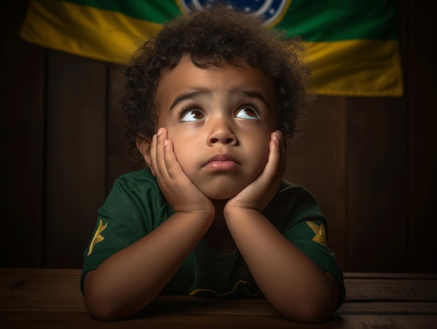 foto di posa dinamica emotiva Bambino brasiliano a scuola