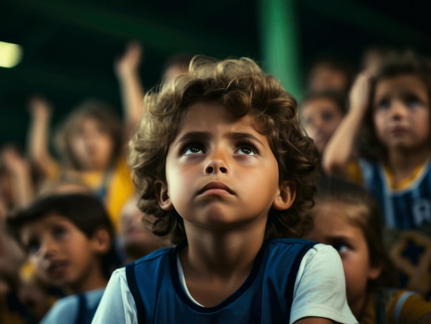 foto di posa dinamica emotiva Bambino brasiliano a scuola