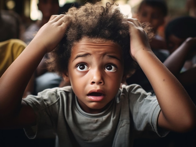 foto di posa dinamica emotiva Bambino brasiliano a scuola