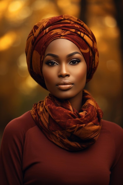 foto di posa dinamica emotiva donna africana in autunno