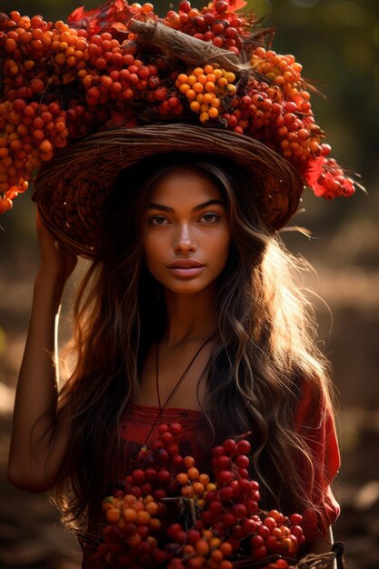 foto di posa dinamica emotiva Donna brasiliana in autunno