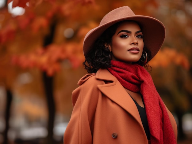 foto di posa dinamica emotiva Donna brasiliana in autunno