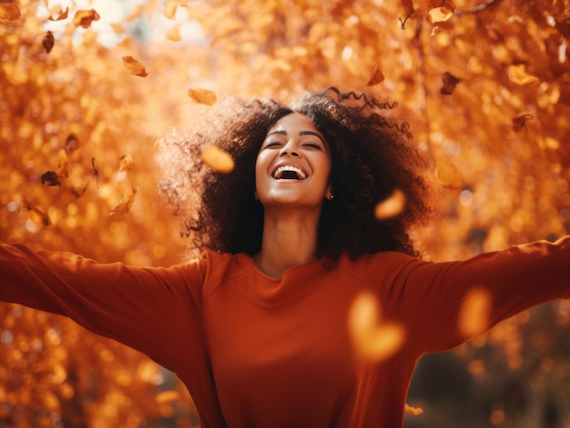 foto di posa dinamica emotiva donna brasiliana in autunno