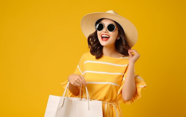 Foto di ragazze dello shopping felici ed emozionate con borse colorate