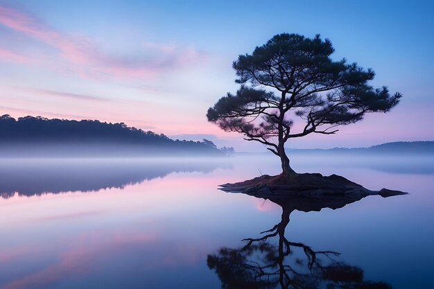 Foto di riflessi sereni sul lago paesaggio pacifico