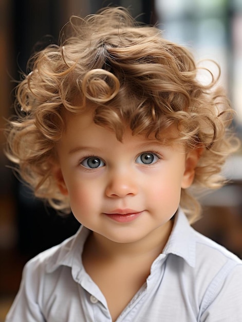 Foto di ritratto di capelli ricci maschili di un bambino australiano