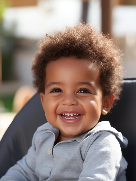 Foto di ritratto di un bambino messicano con capelli ricci sorridenti