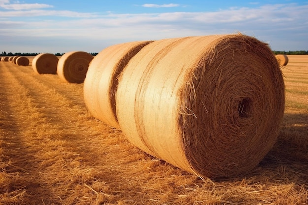 Foto di rotoli di paglia in campo