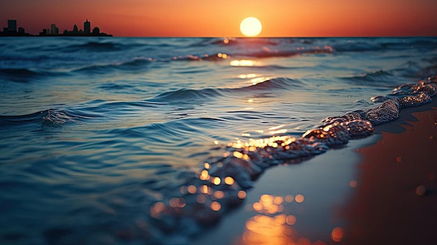 Foto di sfocatura totale sfocata sfocata di una splendida interpretazione delle onde dell'oceano